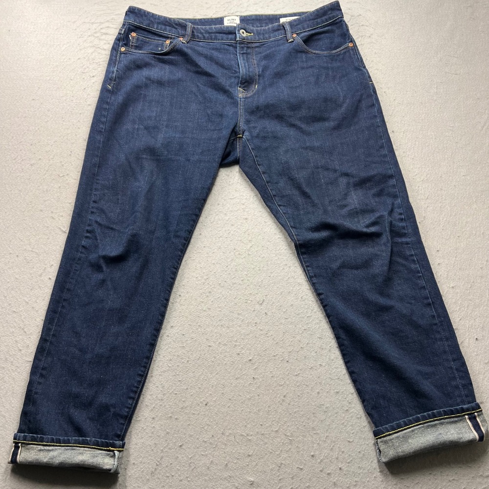Selvedge Flint and Tinder Slim Fit Jeans Mens 38x29 Dark Wash Blue Denim 2109